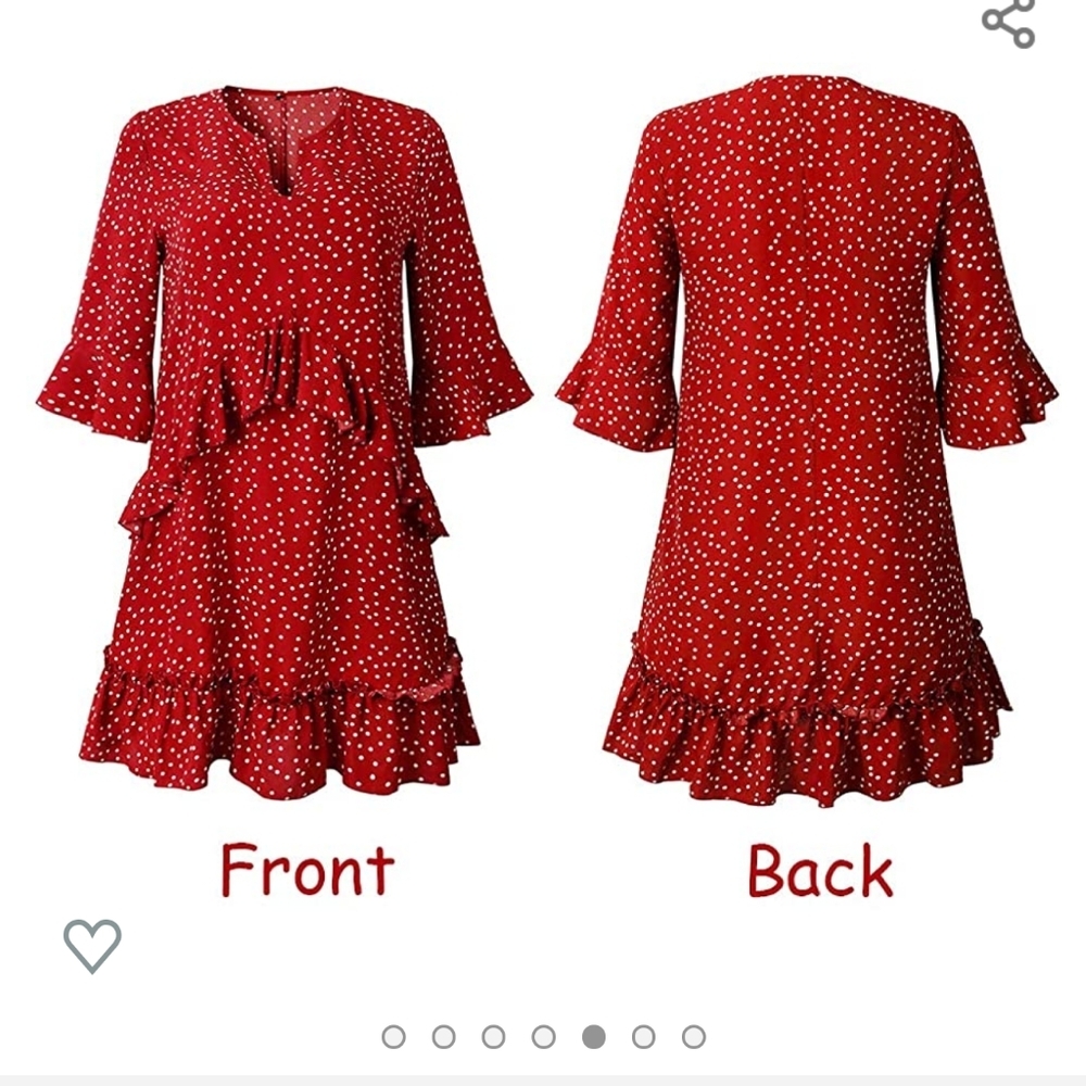 NEW V Neck Short Sleeve Polka Dot Mini Dress - Picture 5 of 8